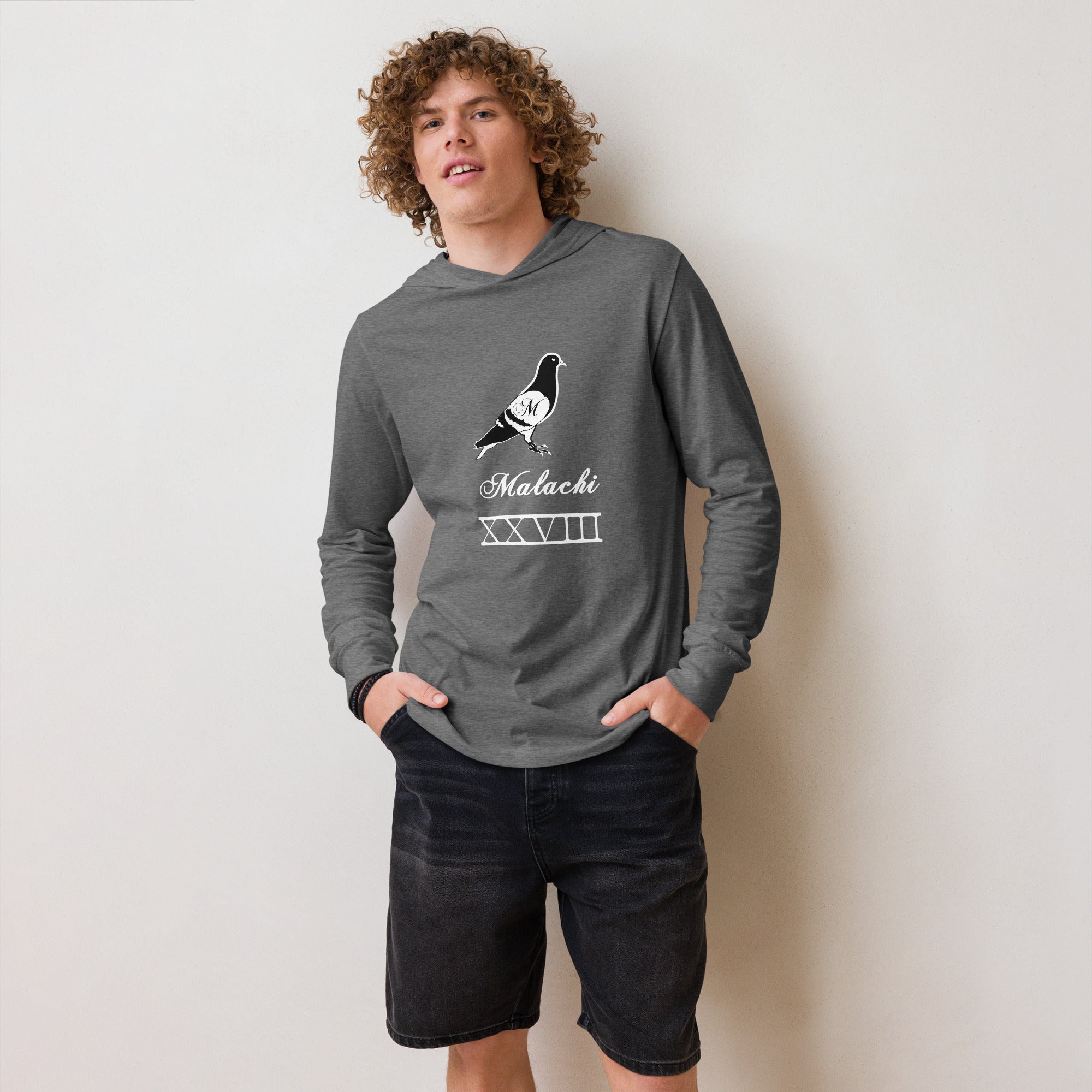 Pigeon Hooded long-sleeve tee