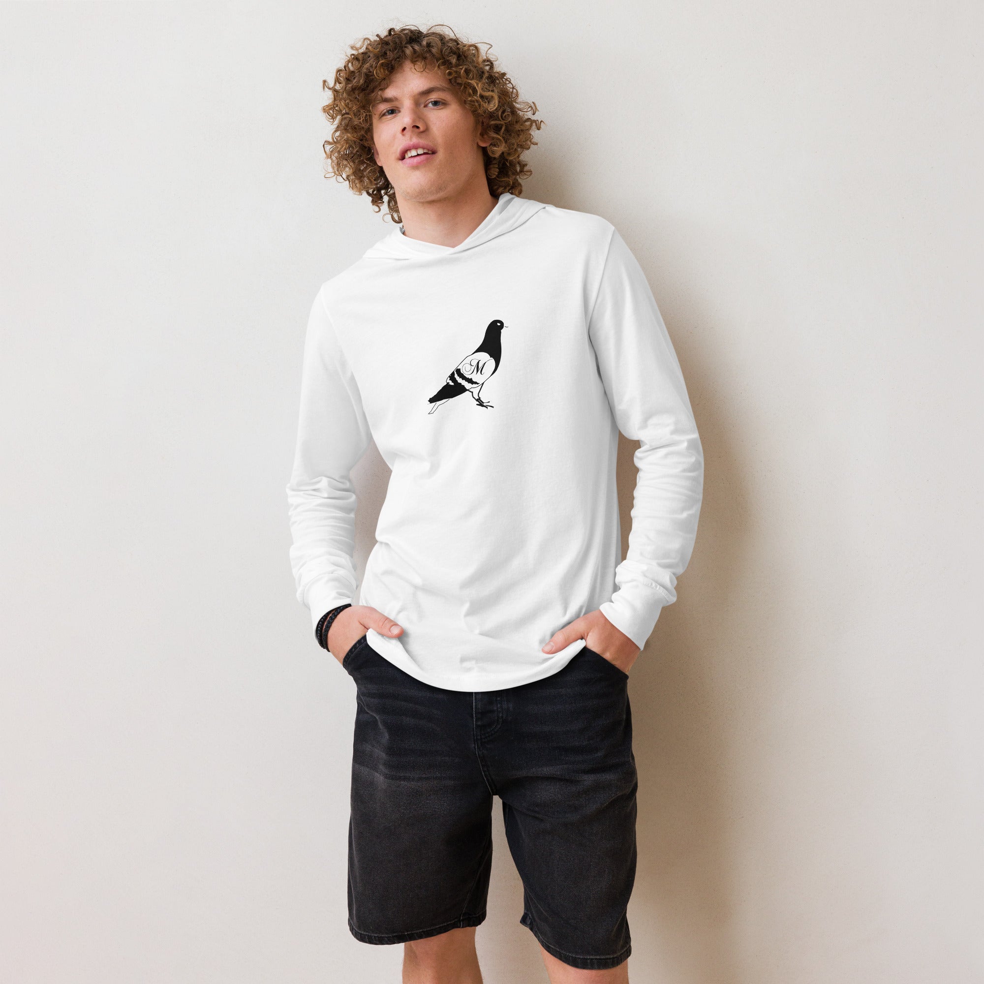 Pigeon Hooded long-sleeve tee