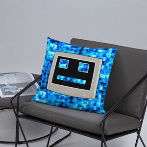 Blue CPU Face Basic Pillow