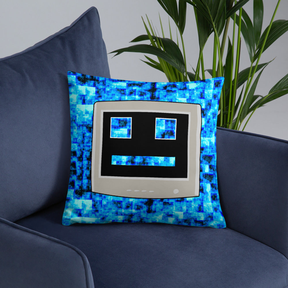 Blue CPU Face Basic Pillow
