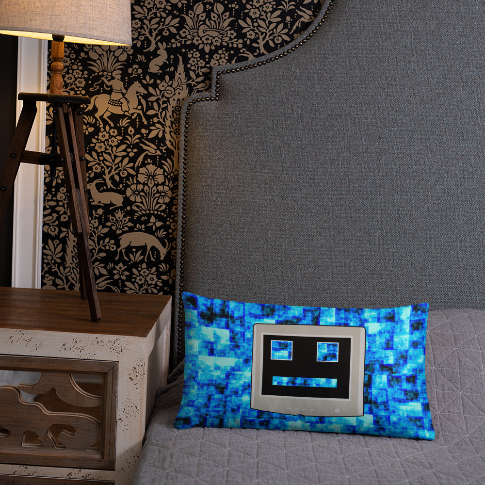 Blue CPU Face Basic Pillow