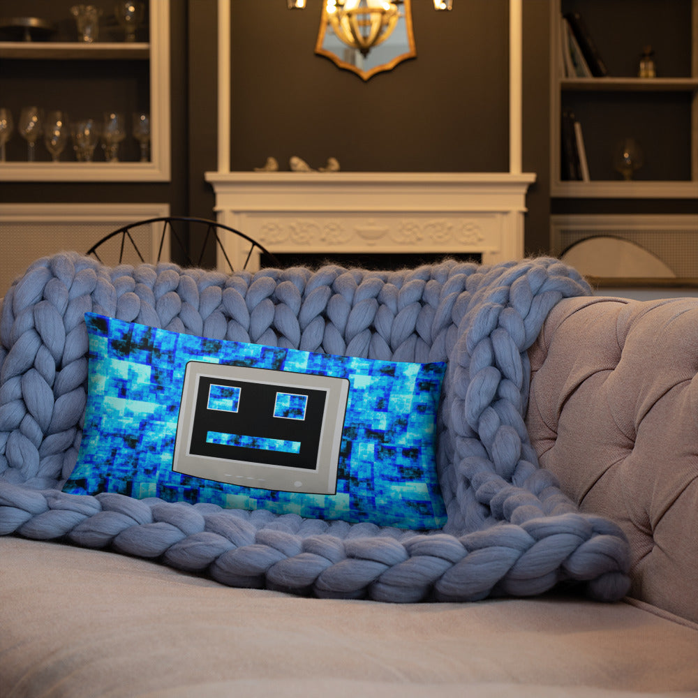 Blue CPU Face Basic Pillow