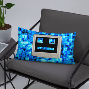 Blue CPU Face Basic Pillow