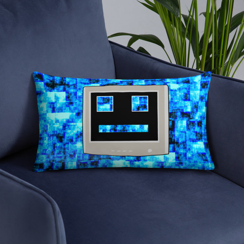 Blue CPU Face Basic Pillow