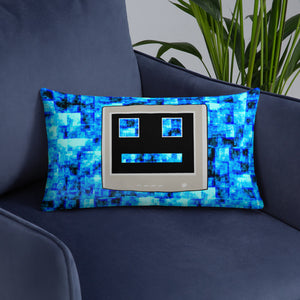 Blue CPU Face Basic Pillow