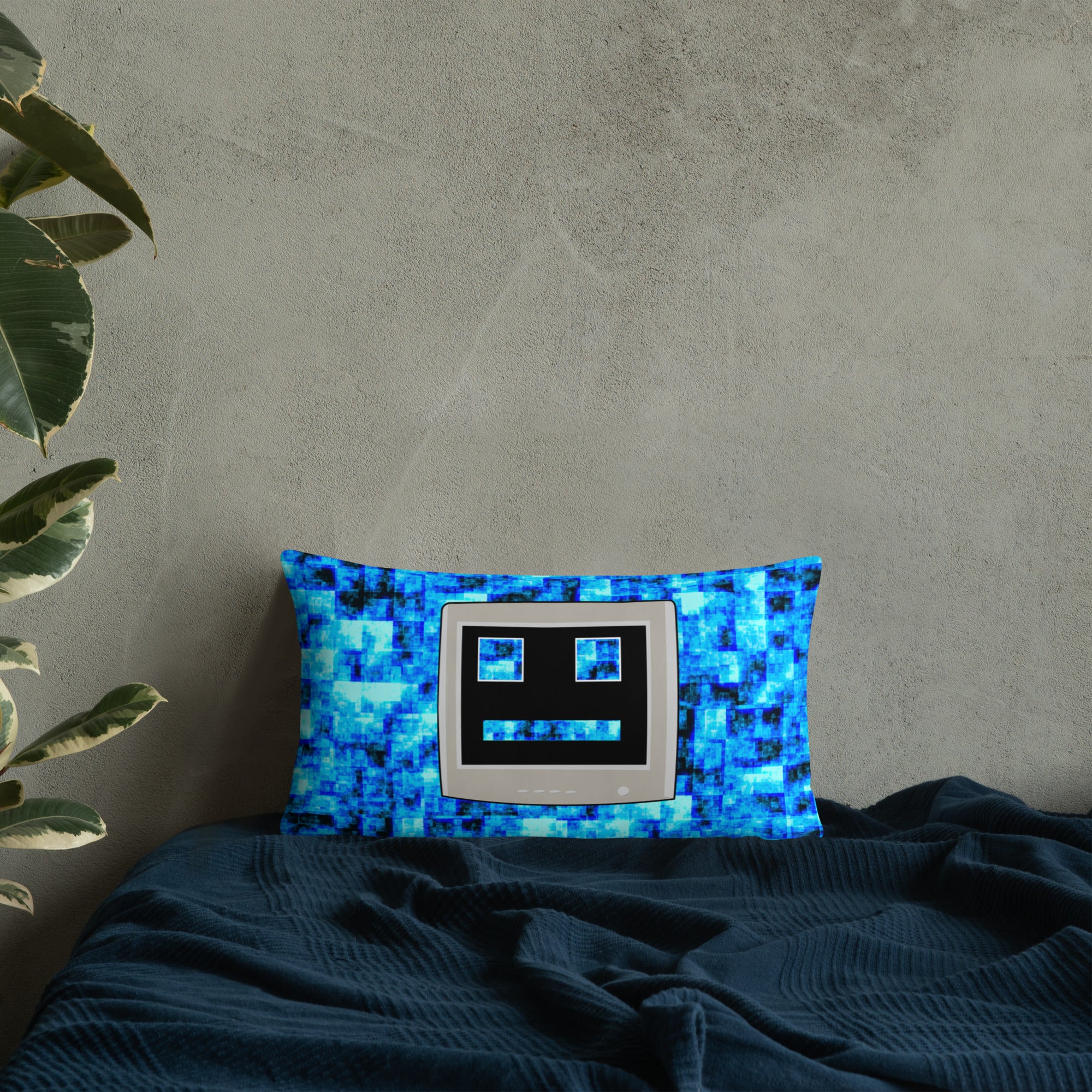 Blue CPU Face Basic Pillow
