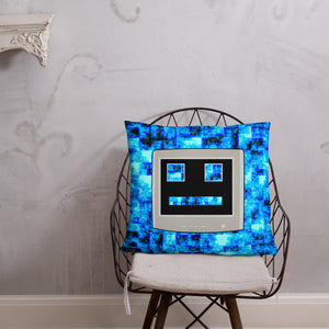 Blue CPU Face Basic Pillow