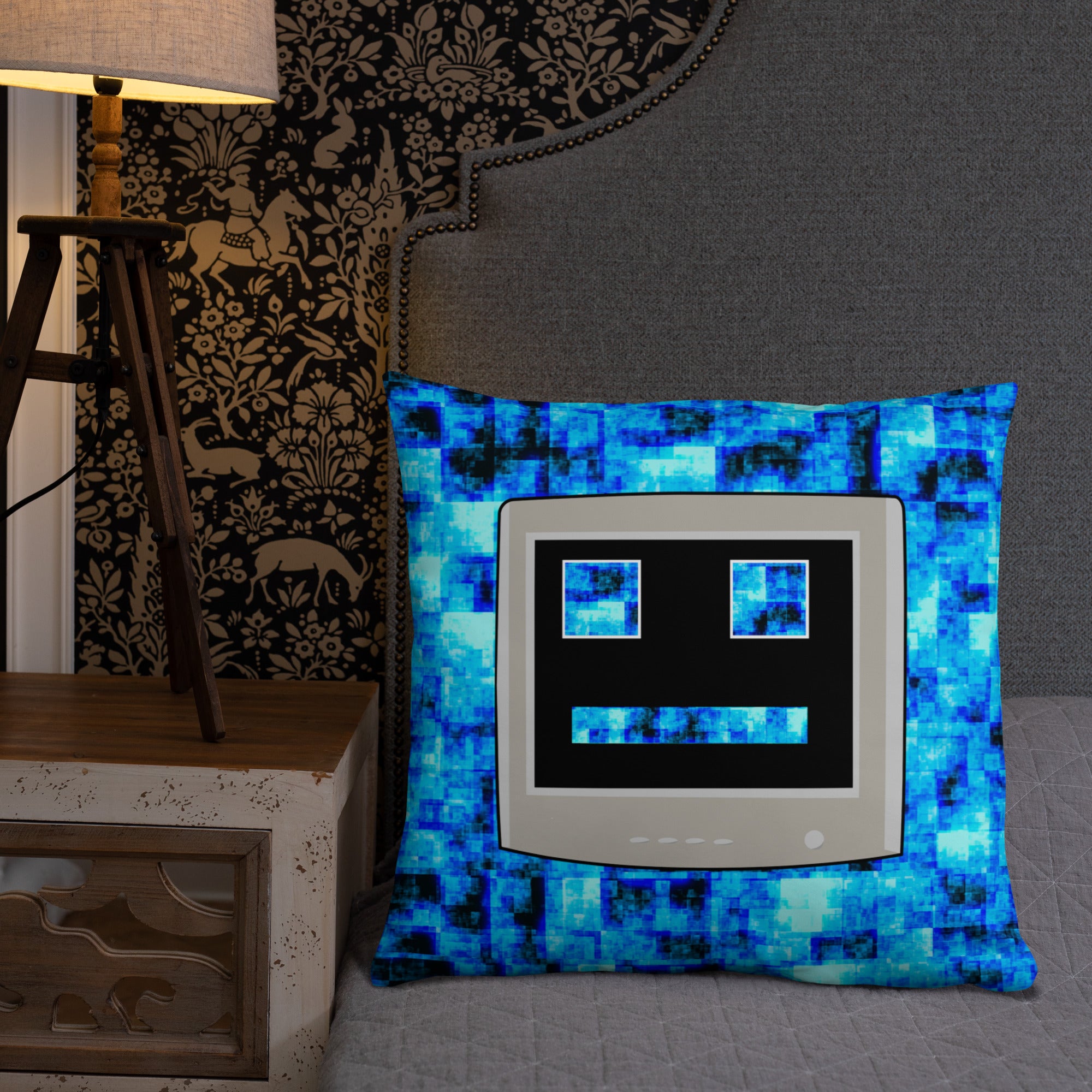 Blue CPU Face Basic Pillow