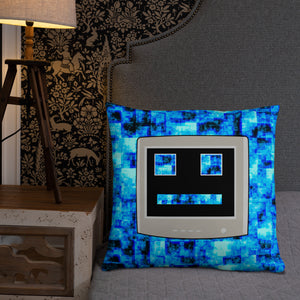 Blue CPU Face Basic Pillow