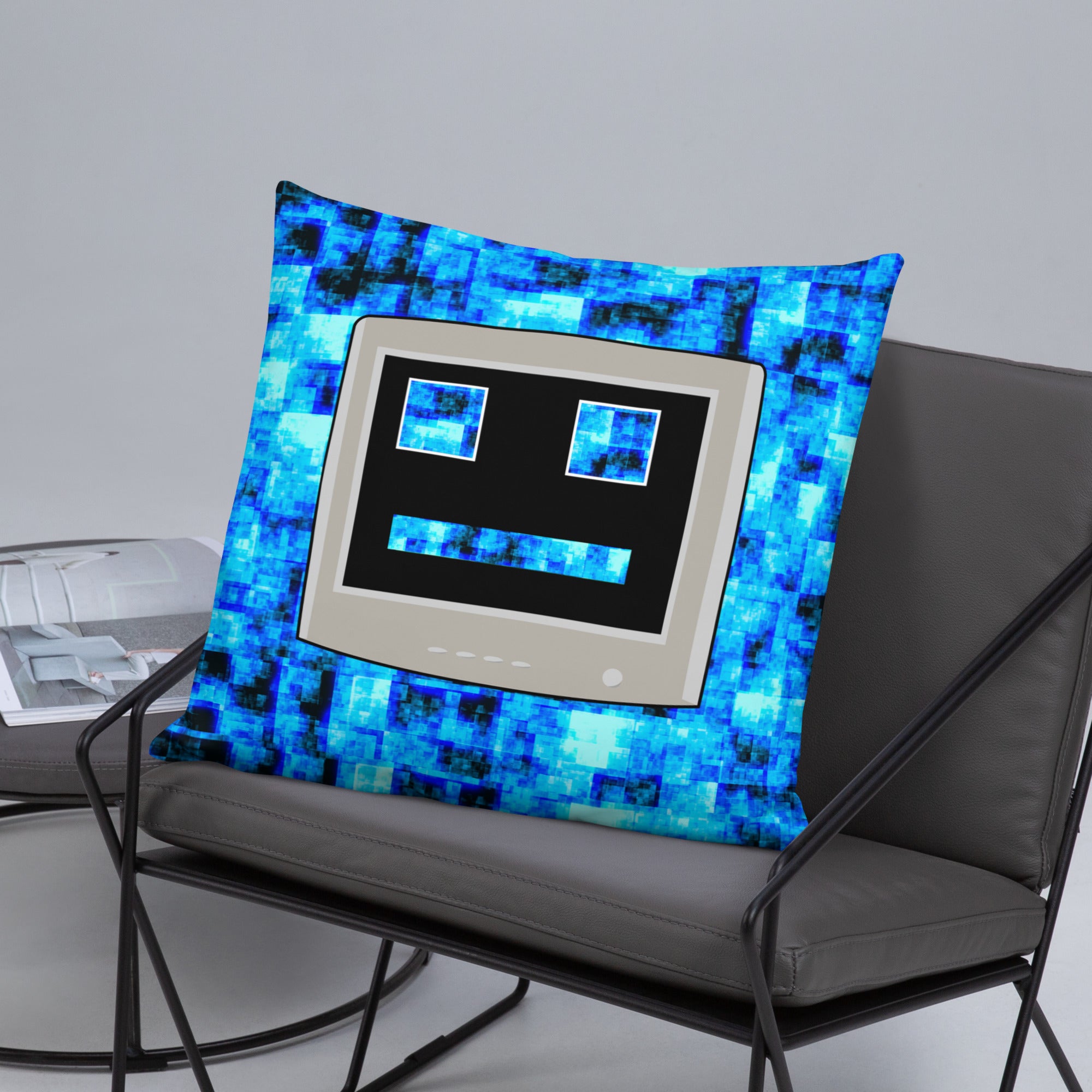 Blue CPU Face Basic Pillow