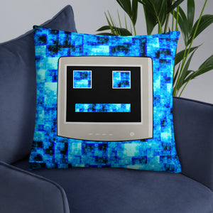 Blue CPU Face Basic Pillow
