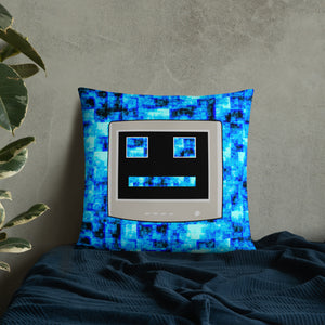 Blue CPU Face Basic Pillow