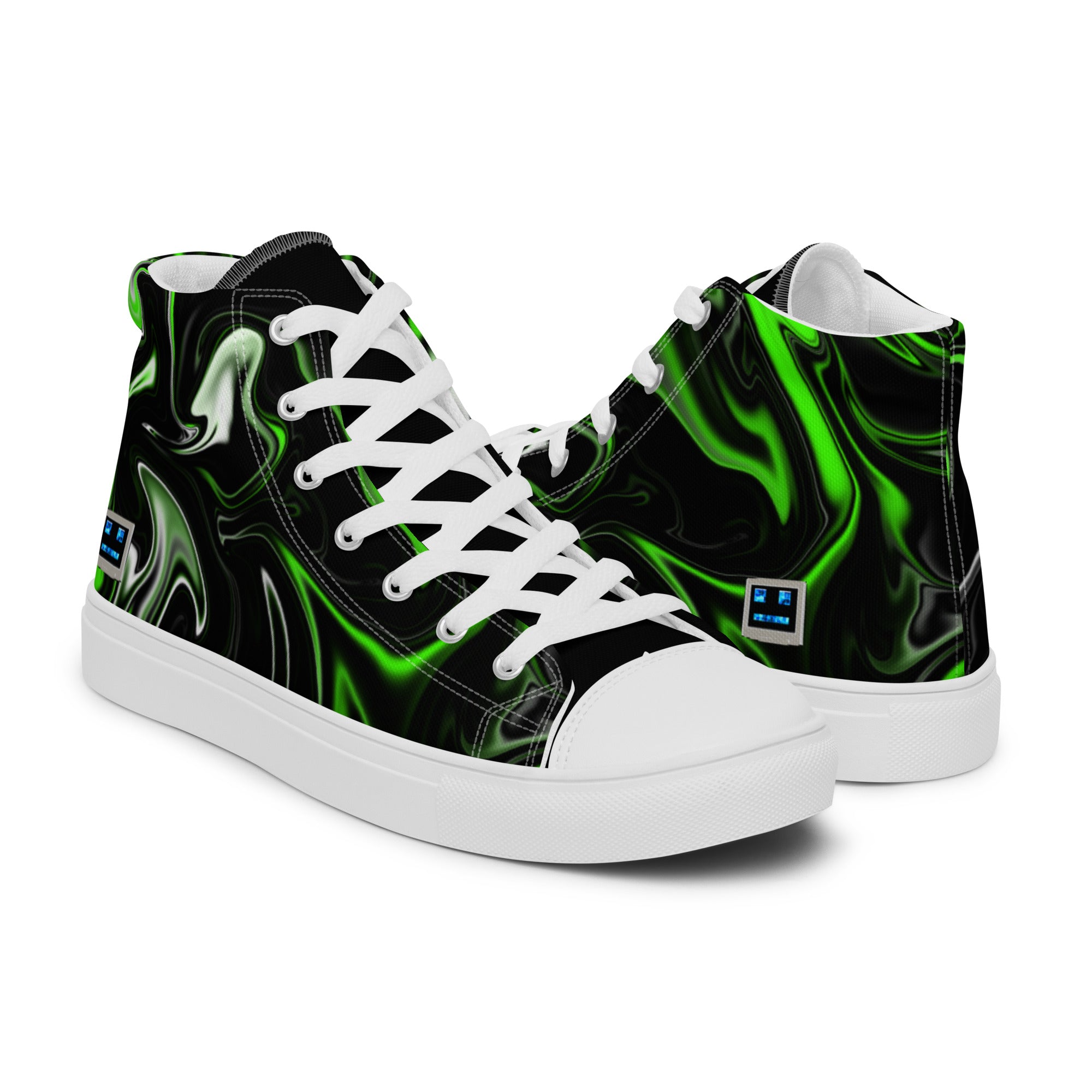 Green Swirl Men’s high top canvas shoes