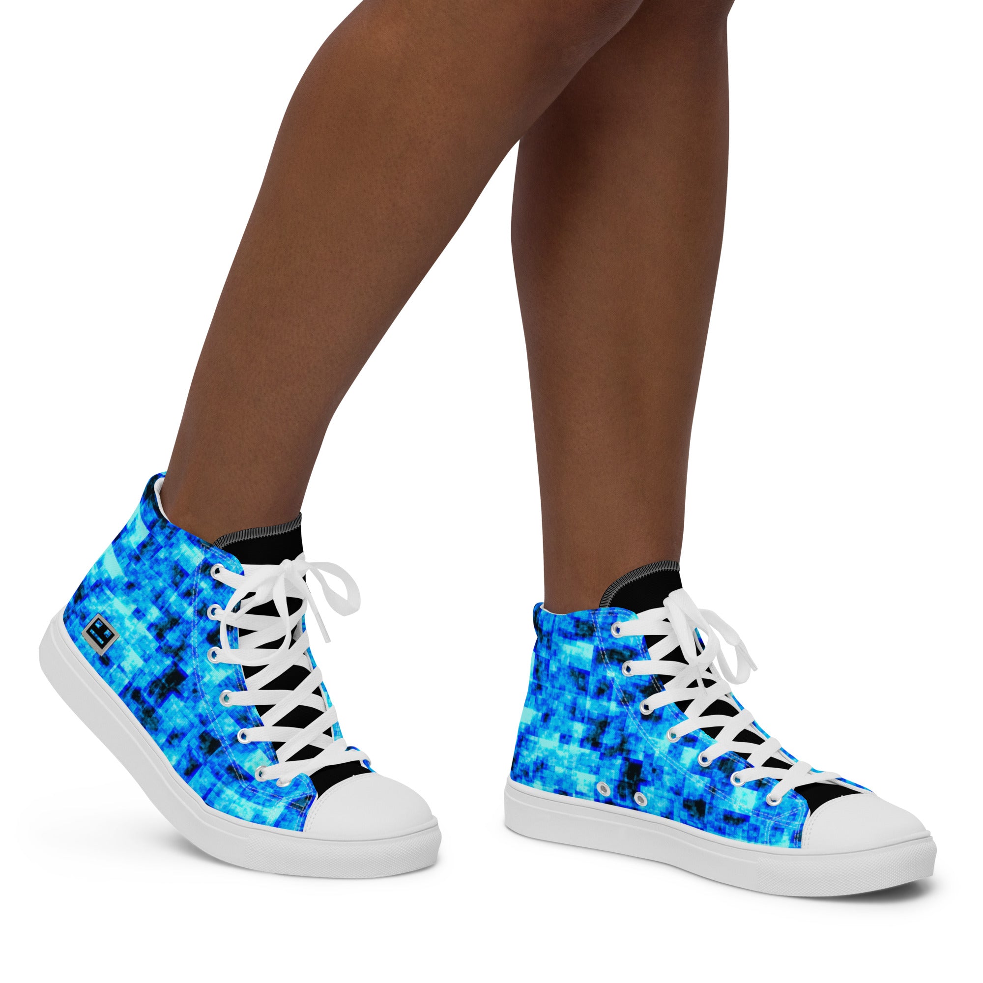 Blue CPU Women’s high top canvas shoes